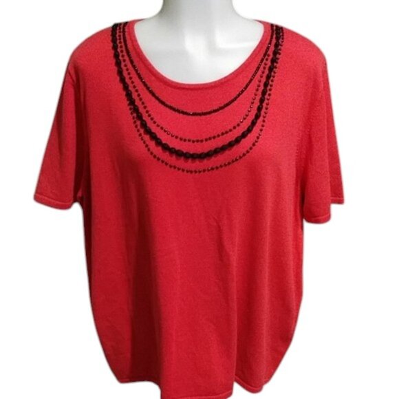ALFRED DUNNER Black/Orange Sweater - Picture 1 of 8